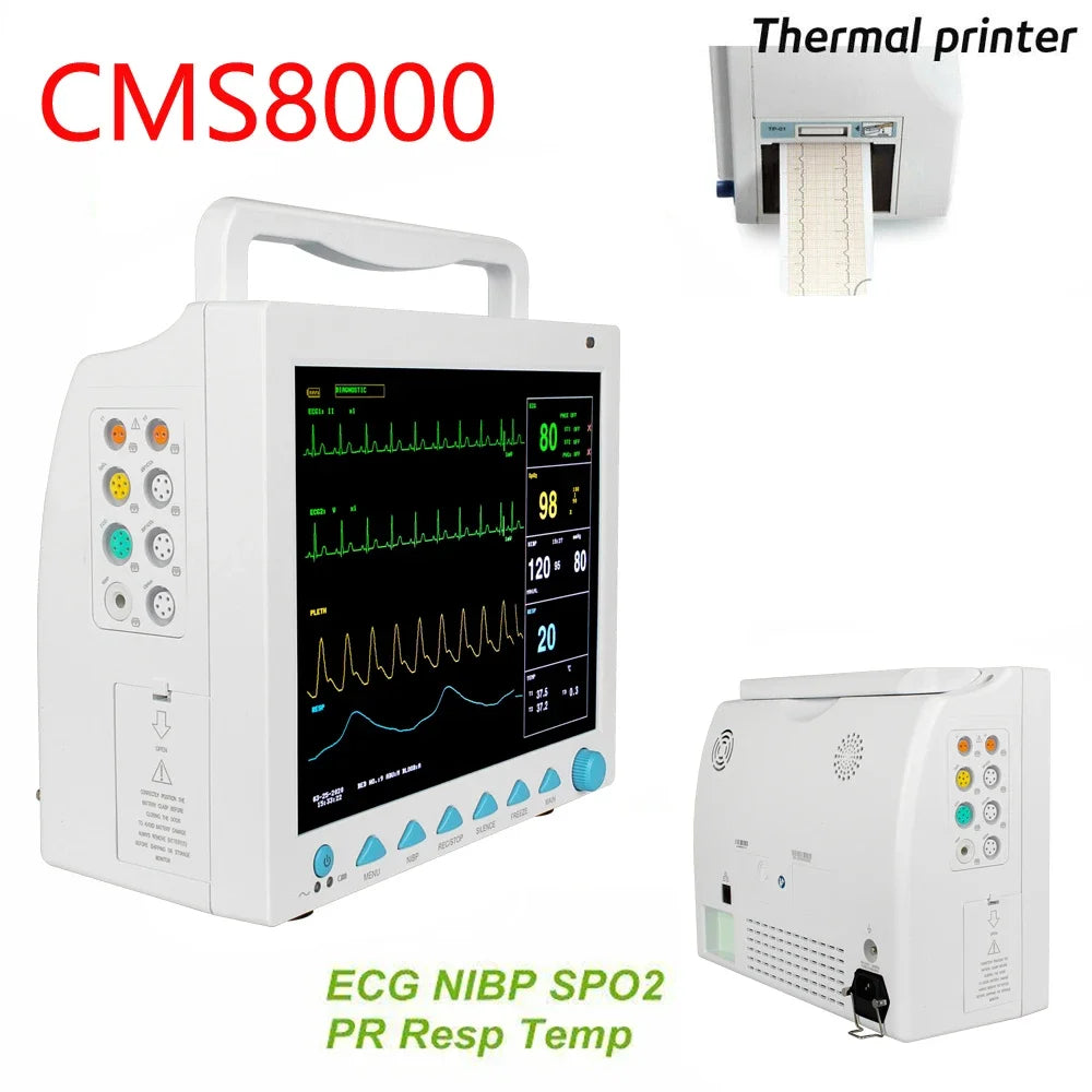 CONTEC CMS8000 6 Parameter Patient Monitor 12.1‘’ ICU CCU SPO2 Heart Rate Monitor RESP TEMP ECG PR