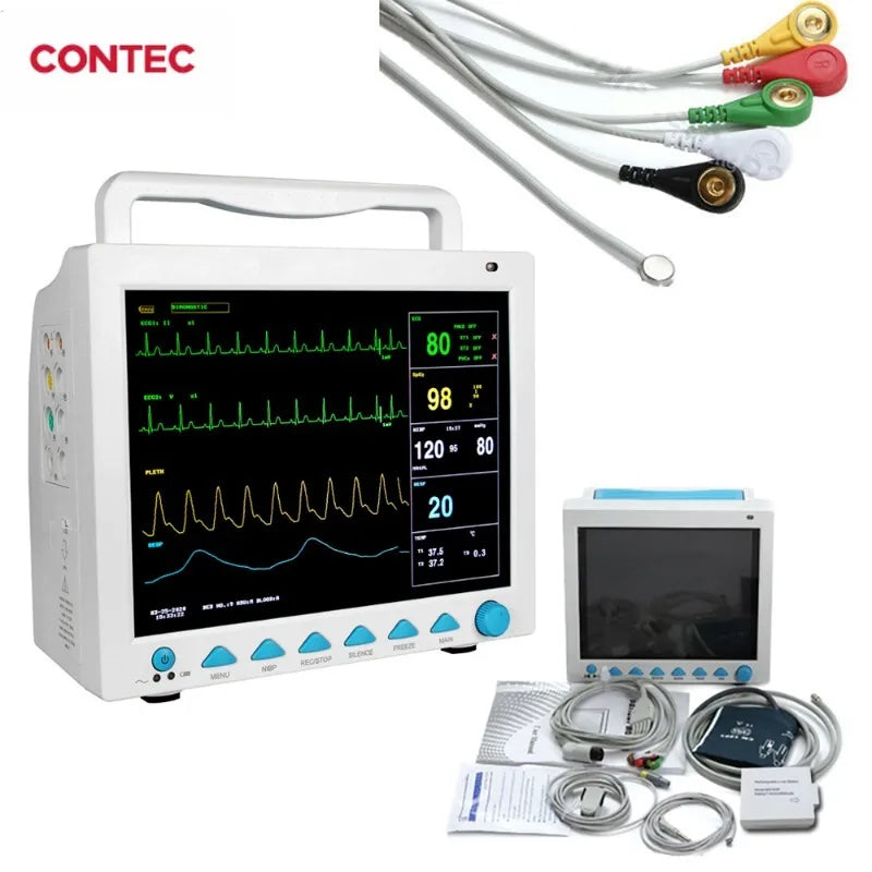 CONTEC CMS8000 6 Parameter Patient Monitor 12.1‘’ ICU CCU SPO2 Heart Rate Monitor RESP TEMP ECG PR