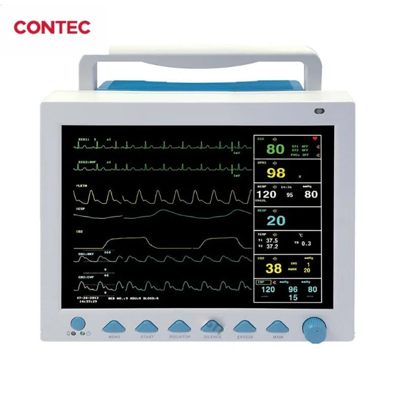 CONTEC CMS8000 6 Parameter Patient Monitor 12.1‘’ ICU CCU SPO2 Heart Rate Monitor RESP TEMP ECG PR