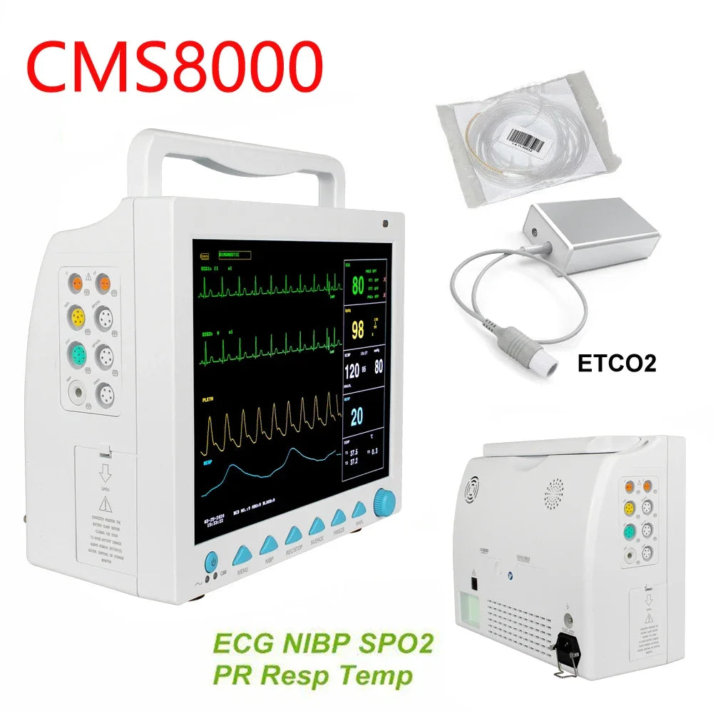 CONTEC CMS8000 6 Parameter Patient Monitor 12.1‘’ ICU CCU SPO2 Heart Rate Monitor RESP TEMP ECG PR