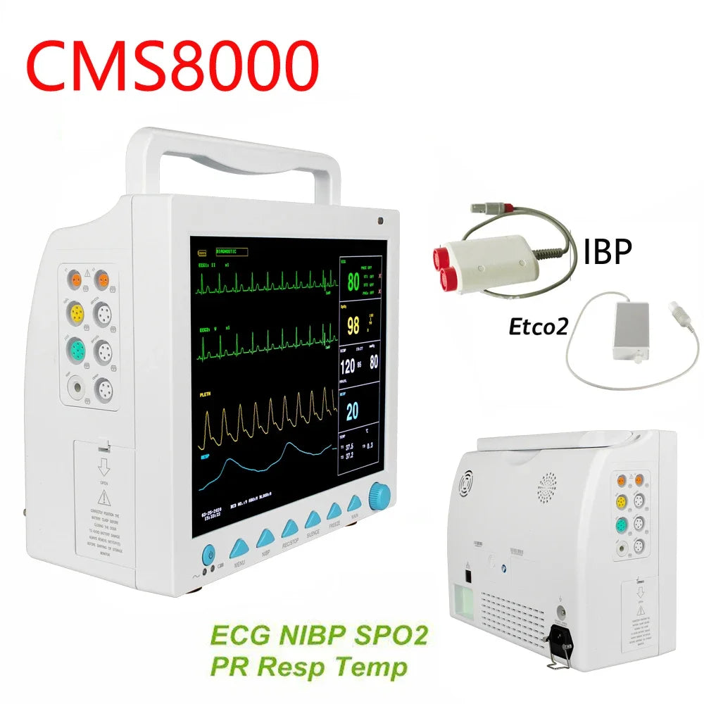 CONTEC CMS8000 6 Parameter Patient Monitor 12.1‘’ ICU CCU SPO2 Heart Rate Monitor RESP TEMP ECG PR