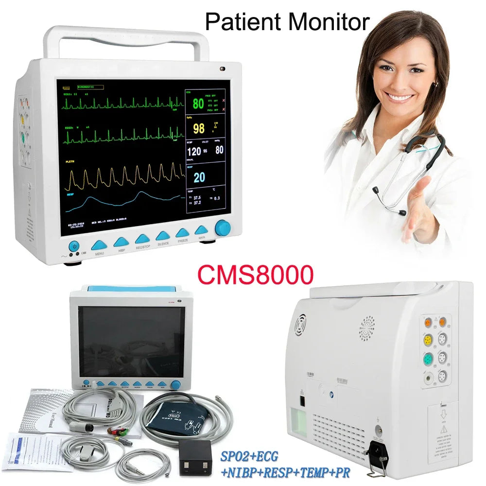 CONTEC CMS8000 6 Parameter Patient Monitor 12.1‘’ ICU CCU SPO2 Heart Rate Monitor RESP TEMP ECG PR